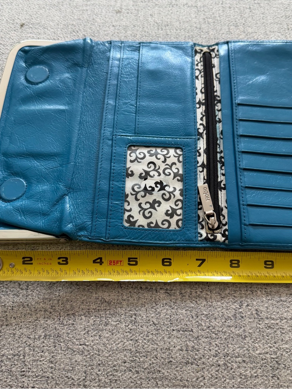 HOBO Teal Blue Leather Kiss-Lock Clutch - Picture 6 of 6